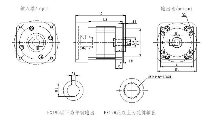 空心孔行星減速機(jī)尺寸圖